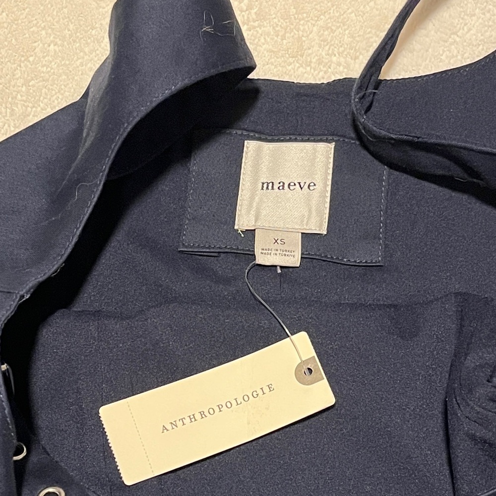 NWT Anthropologie Maeve Navy  Mini Dress Buckle Strap Accent Side Zip Size XS - Picture 3 of 5